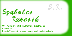 szabolcs kupcsik business card